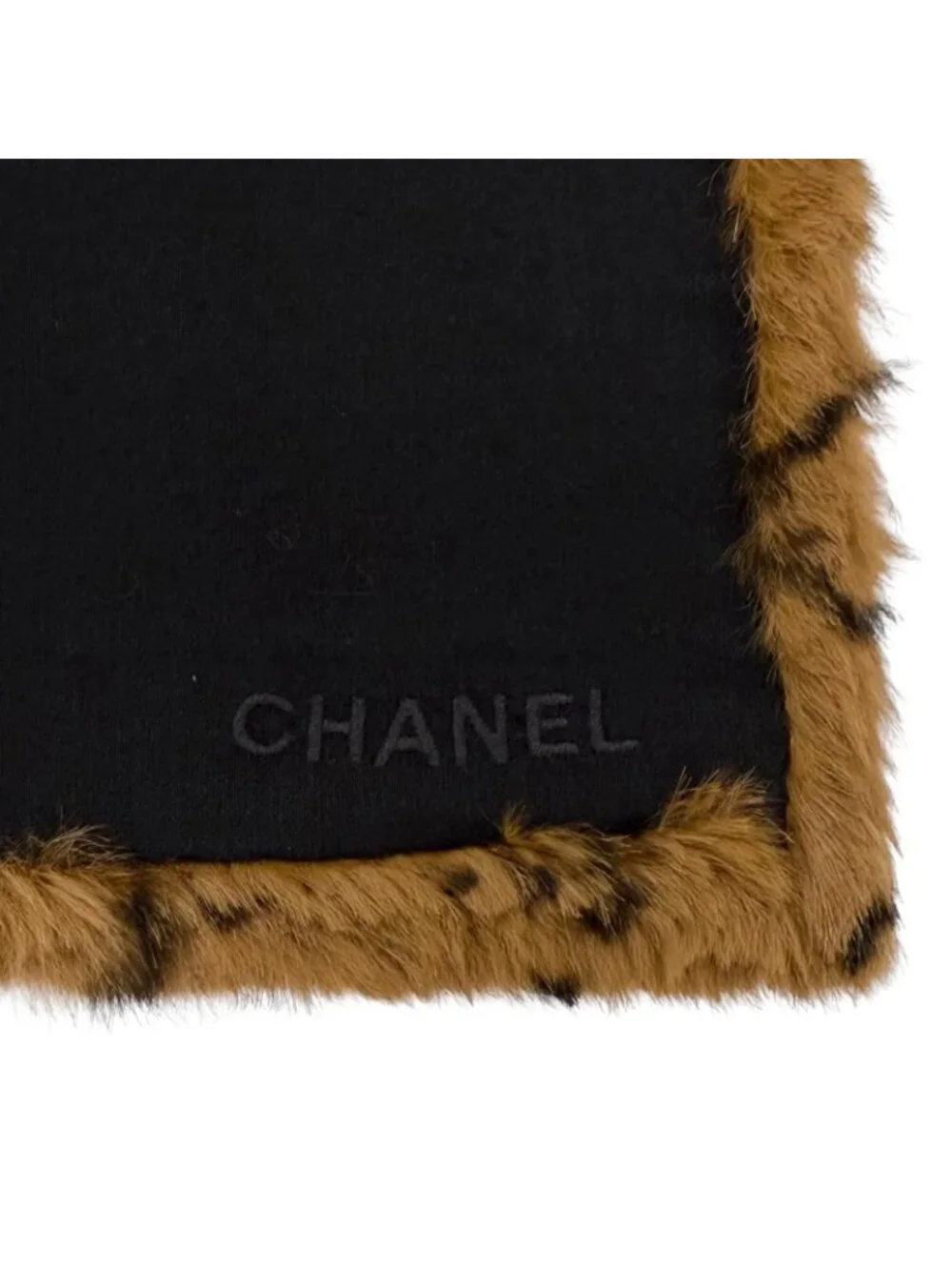 Chanel Vintage Wool Cotton Logo Embroidery Quilted Scarf